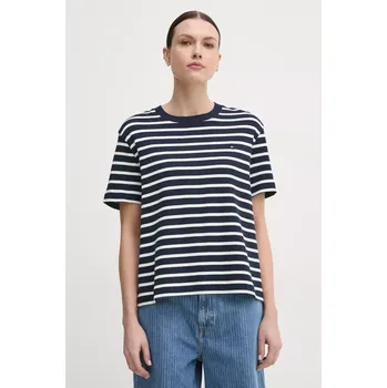 Bavlněné tričko Tommy Hilfiger WW0WW46158 námořnická modř 59X, vel. XS