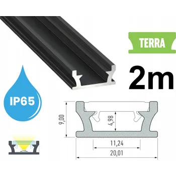 LED páska Hliníkový profil s krytem, voděodolný 2m černý