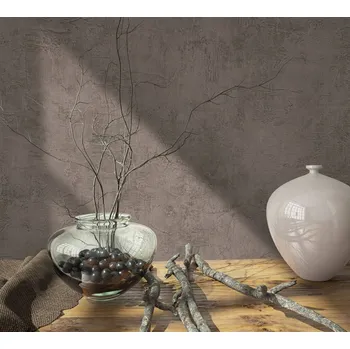 Tapeta Hnědo-šedá vinylová tapeta s motivem omítky a oděrek