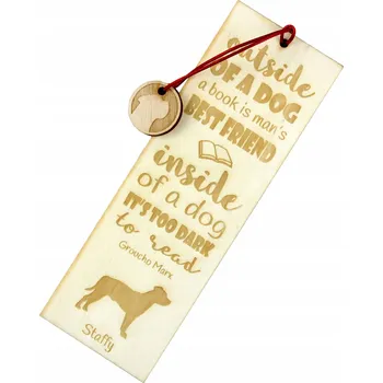 Doplněk ke knize Stafordšírský bulteriér, gravírovaná záložka do knihy se psem, jméno psa