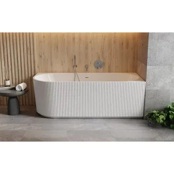 Vana BESCO - Volně stojící vana DENAYA bílá, sifon se štěrbinovým přepadem - Barva - Bílá, Barva sifonu - Zlatá, Rozměr vany - 170 × 78 Způsob provedení - Pravé VANDENA170PZ