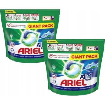 Kapsle na praní Kapsle na praní Ariel All-in-1 PODS Mountain Spring na bílé prádlo 2x72 ks