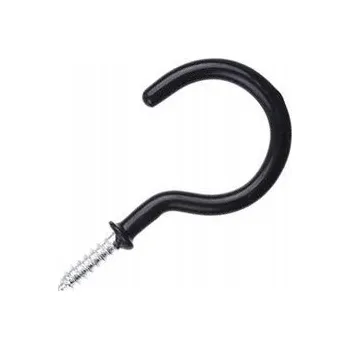 Věšák HÁK OKO Šroubovací stropní držák Věšák ČERNÝ Kovový 5,5 cm