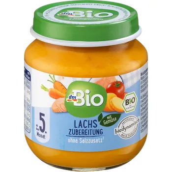 dmBio bio příkrm karotka, losos & brambory