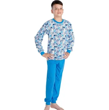 Chlapecké pyžamo Betty Mode (ušito v ČR) fotbal míče modré 122