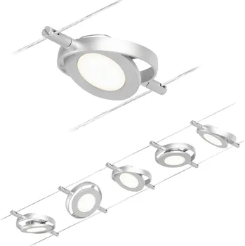 Průmyslové svítidlo PAULMANN LED lankový systém RoaMac základní sada 5x4,5W 3000K 230/12V matný chrom/chrom
