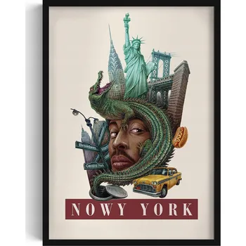 Obraz Dekorativní nástěnný obraz do pokoje Vintage retro styl New York 50x70 cm
