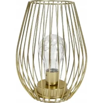 Lampička Dekorativní LED lampa, drátěné stínidlo, zlatá, 14,5x20 cm noční lampa LOFT
