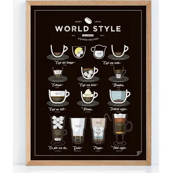 Obraz Plakát káva ve světovém stylu 30x40 cm bez rámu 30 x 40 cm