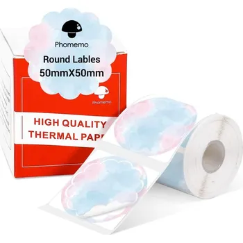 Samolepící etiketa Náhradní samolepící barevné štítky do tiskárny Phomemo M110, M120, M200, M220, M221, 50 x 50 mm Modro-růžová
