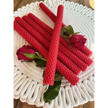 Svíčka Včelařství Thomayer Červená svíčka z mezistěn vysoká 39g