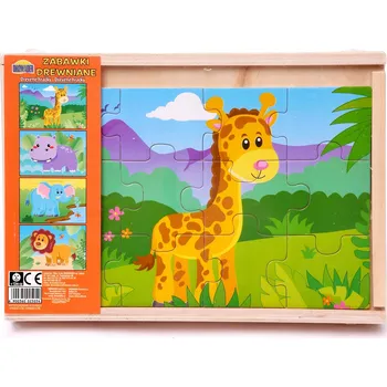 Puzzle Dromedár Puzzle 12 dílků Dřevěné Puzzle Dromedár 4 v 1