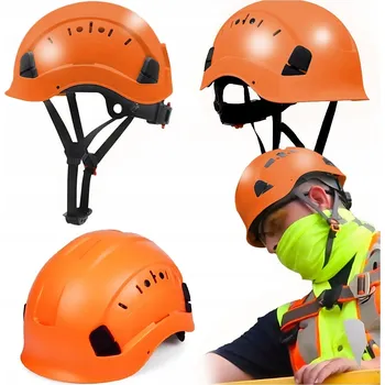 Pracovní přilba Horolezecká Přilba Ochranná Větraná s Podbradním Páskem Oranžová