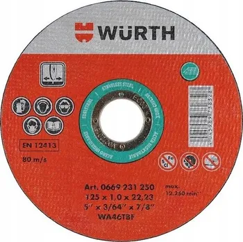 Řezný kotouč Řezací kotouč na kov Wurth 06691311250 125 x 22,2 mm