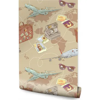 Fototapeta Tapeta pro kluka LETADLA Mapa světa Fotografie