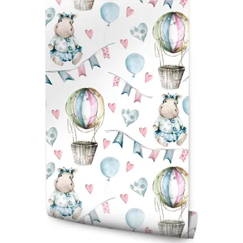 Fototapeta Tapeta do dětského pokoje ZVÍŘATA Balónky Srdíčka
