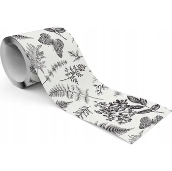 Fototapeta Dekorativní Bordura na Tapety – Listy Kapradí, Ovoce, Vintage Styl, Rostliny