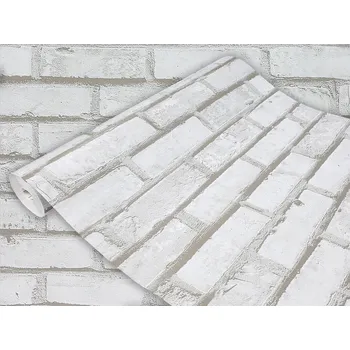 Tapeta Samolepicí dýha z PVC Rozměr 45x200 Vzor Cihla Šedobílá DIY