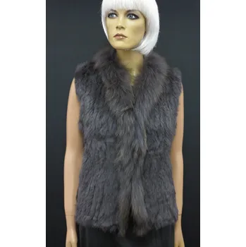Dámská vesta Špongr Kožešinová vesta z králíka KLARA šedá Velikost: XXL