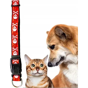 Obojek pro psa Látkový obojek TOXIC Pili pro psa kočku L Červený, nastavitelný