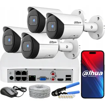 Bezpečnostní kamera Monitorovací sada 4Mpx 4x IPC-HFW2441S-S-0280B DAHUA s AI Analýzou a PoE