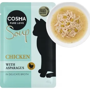 Krmivo pro kočku Cosma Polévka 40g Kuřecí prsa s chřestem pro kočky