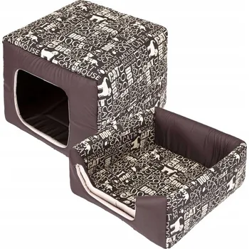 Pelíšek pro psa Pelíšek a bouda 2v1, obdélníkové pelíšek pro psa se stříškou 38x38 cm