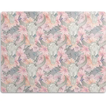 Podložka pod misku Podložka pod misku pro psa Lebka býka s květinami 45x35cm