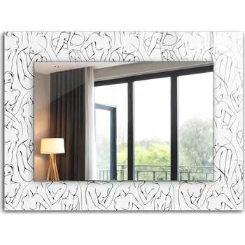 Zrcadlo Ozdobné zrcadlo do domu, bytu, kanceláře XXL 80x60 cm – Ženské siluety, skica