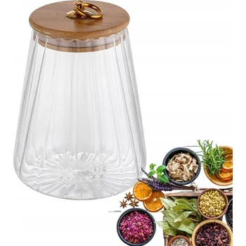 Dóza na potraviny SKLENĚNÁ dóza dekorativní kuchyňská 1 L ozdobná na potraviny cukr sůl