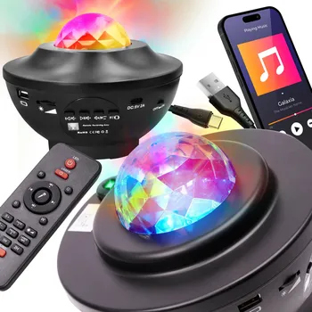 Noční světlo Projektor noční oblohy noční lampa , LED projektor pro děti, kosmos + dálkové ovládání, ČERNÁ