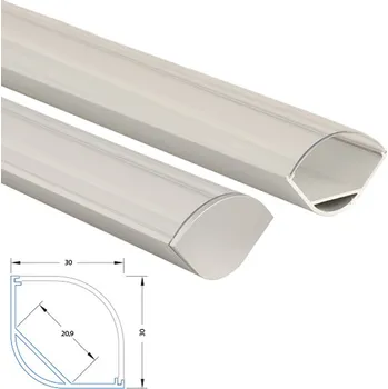 LED páska MCLED Rohový hliníkový profil RL, 30x30 mm, včetně čirého difuzoru, 1 m