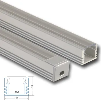 LED páska MCLED Přisazený hliníkový profil PP, 16x13 mm, včetně čirého difuzoru, 200cm