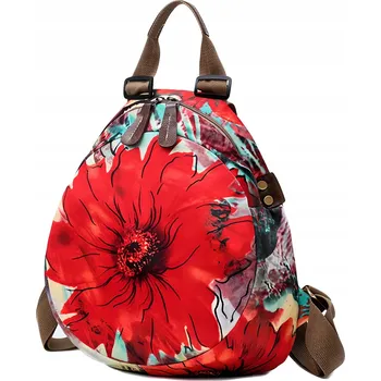 BATOH DÁMSKÁ KABELKA MALÝ MĚSTSKÝ BATOH STYLOVÝ S KVĚTINAMI 2V1