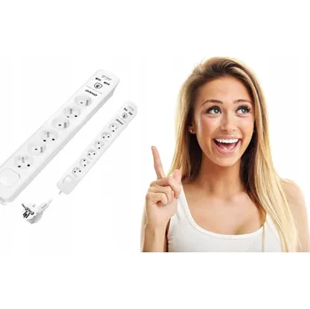 Napájecí kabel Prodlužovací Kabel 6 zásuvek ks bílý