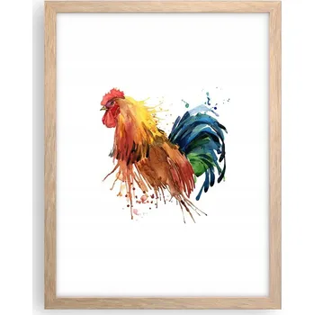 Obraz Obraz plakát v rámu světlý dub do obýváku 30x40 kohout foto plakáty na zeď