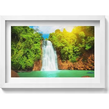 Obraz Dekorativní obraz na zeď do pokoje Krajina s vodopádem v zeleni 30x20 cm