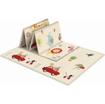 Hrací deka OBOUSTRANNÁ PĚNOVÁ VZDĚLÁVACÍ PODLOŽKA XPE 180x100cm ZVÍŘÁTKA SLON LEV AUTÍČKA