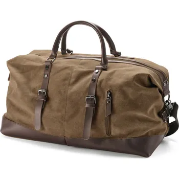 Cestovní taška Vintage sportovní taška z&nbsp;karamelového plátna a hnědé kůže - Trendhim