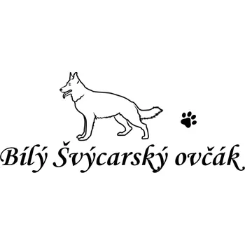 Nášivka Nažehlovací nápis Bílý Švýcarský ovčák Vzor: 2, Potisk: hnědá, Motiv: tlapka