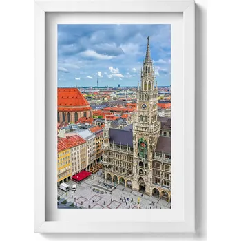 Obraz Dekorativní obraz v rámu do obýváku Radnice Marienplatz v Mnichově 20x30 cm