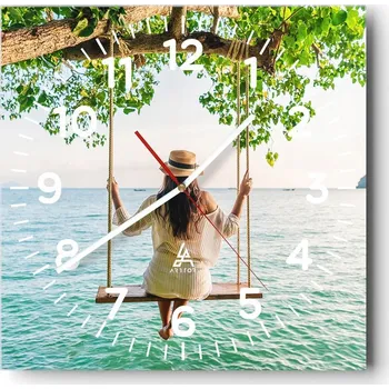 Hodiny Kuchyňské nástěnné hodiny 30x30 Relax Skleněné hodiny do obýváku Moderní Tiché