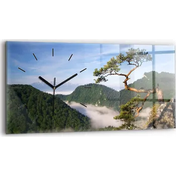 Hodiny Skleněné minimalistické hodiny na zeď Sokolica Wierch v Pieninách 60x30 cm