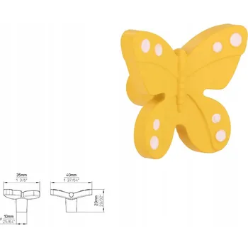 Nábytkové kování Nábytková úchytka SIRO H143-40A67 žlutá/bílá/motýl