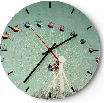 Hodiny Velké nástěnné hodiny 40x40 Karusel Skleněné hodiny Kulatý Tiché