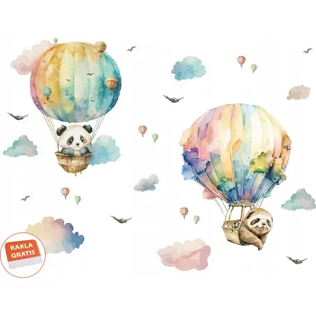 Samolepící dekorace Nálepky na zeď pro děti - balónky a zvířátka