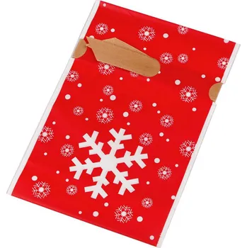 Vánoční dekorace Sáček s atlasovou stuhou vánoční 15x23 cm Varianta: 2 červená vločka, Balení: 5 ks