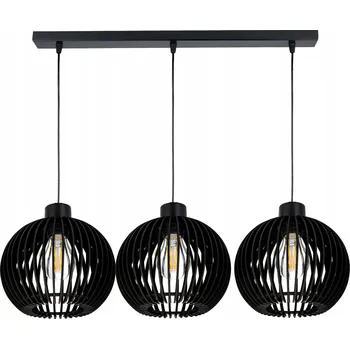 Závěsné stropní svítidlo ČERNÉ, lustr Loft pro 3x E27, dřevo ČERNÉ