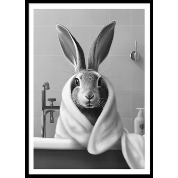 Obraz OBRAZ PLAKÁT V RÁMU do Koupelny WC Toalety králík zajíc vana P2520_33x43
