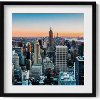 Obraz Stylový obraz v černém rámu Pohled na architekturu New Yorku 50x50 cm